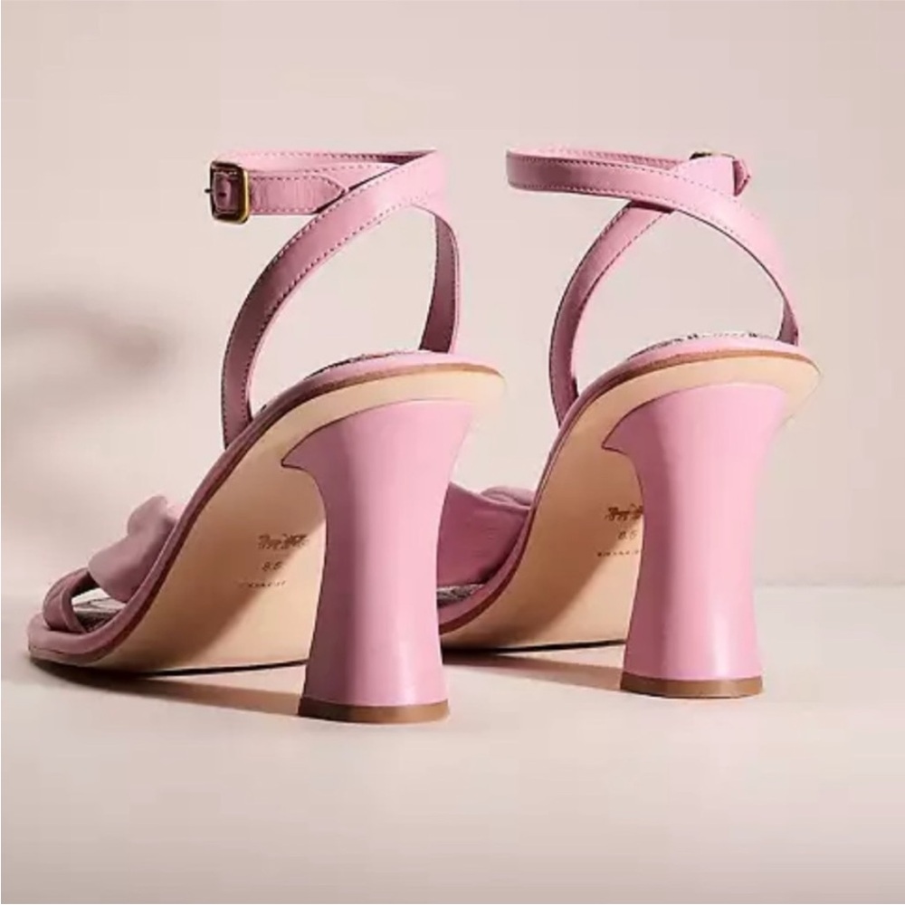 Coach Pink Knotted Ankle-Strap Heels with Logo Insole - Picture 3 of 10